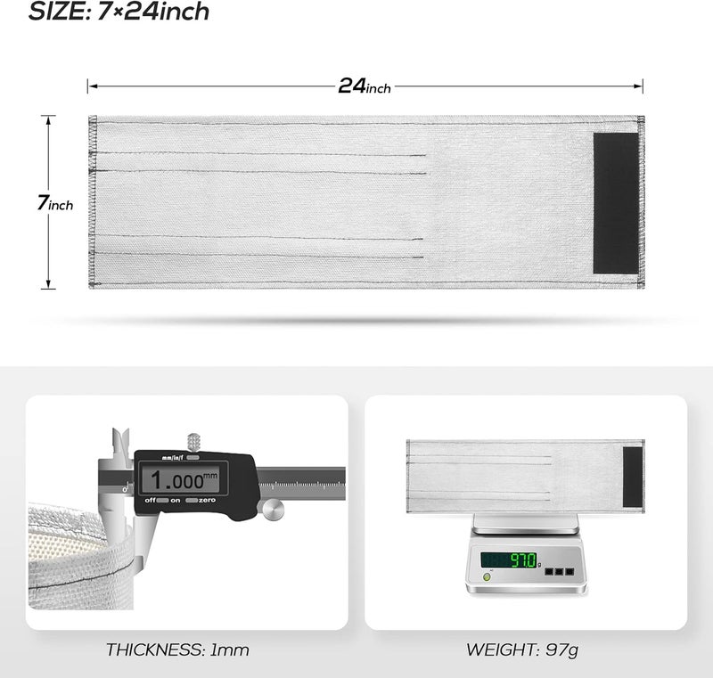 FLASLD Starter Heat Shield Barrier Cover 7"x 24" - Insulation High Temperature Aluminum and Fiberglass Heat Wrap Self Attaching - Image 2